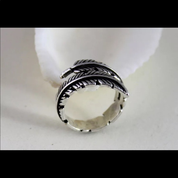 925 sterling silver vintage feather ring - Picture 2 of 4